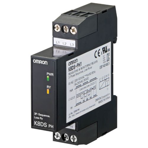 Picture of Pingekontrollirelee  K8DS, 3F , kadu/järjestus, 1CO, 200-480VAC, Omron 