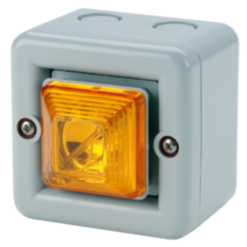 Picture of Sireen + indik vilkuv LED, ORANŽ, 104dB (1m), 32 tooni, 24VDC, IP66, hall korpus, e2s 