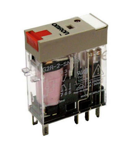 Picture of Minirelee G2R-2, 2CO, 5A, 230VAC, LED+TEST, pesa P2RF08, Omron 