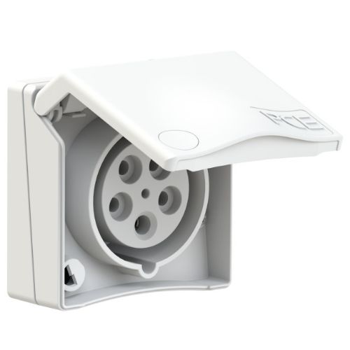 Picture of Kilbipesa otse/kaldu 16A 5P 6H 400VAC IP44, Desing, valge (90x90), CEE, PCE  