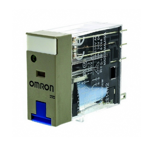 Picture of Minirelee G2R-2, 2CO, 5A, 12VDC, LED+TEST, pesa P2RF08, Omron 
