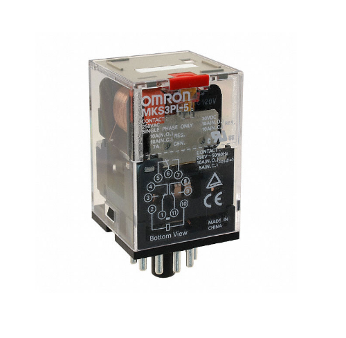 Picture of Relee MKS3, 3CO, 10A, 230VAC, LED+TEST, 11-pinni, pesa PF113, Omron 