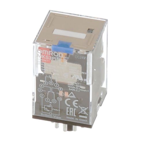 Picture of Relee MKS3, 3CO, 10A, 24VDC, LED+TEST, 11-pinni, pesa PF113, Omron