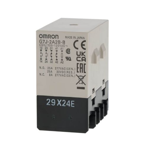 Picture of Relee G7J-2A2B-B, 2NO+2NC, 100/120VAC, R99-04 alusega, kruviklemm, Omron 
