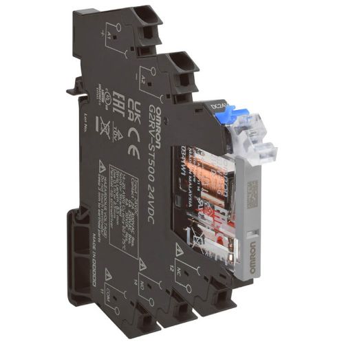 Picture of Minirelee + pesa 6.2mm G2RV, 1CO, 6A, 24VDC, LED, AU kontakt, Push-in, Omron 