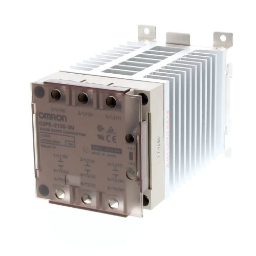 Picture of Pooljuhtrelee G3PE, 3P, (AC-1 ), 15A (100 - 240VAC), sisend 12 - 24VDC + radiaator, Omron 