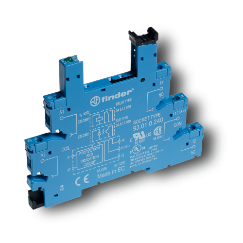 Picture of Releepesa(6.2mm) 93.01, 1CO, 6-24VDC, LED, kruviklemm, Finder 