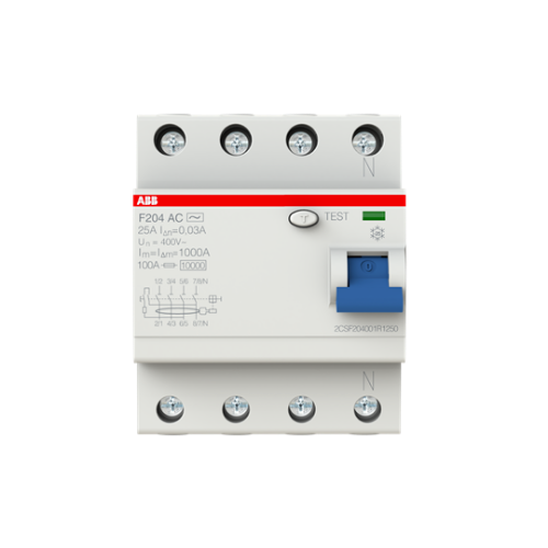 Picture of Rikkevoolukaitse F200 4P, 25A, 30mA, AC, ABB 