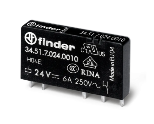 Picture of Minirelee (6.2mm) 34.51, 1CO, 6A, 24VDC (7mA), pesa 93 seeria, Finder 