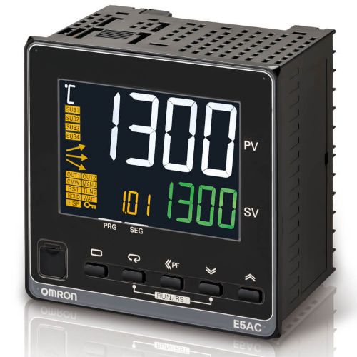 Picture of Temp.kont. E5AC, Sis: univ.,Välj. 4 AUX, 1x12VDC pulse, 2xEVT.  RS-485, 100-240VAC, IP66,  Omron 