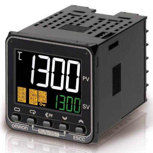 Picture of Temp.kontroller E5CC, Sis: univers. Välj: 2xEVT I/P transf, 3x alarmrelee, 100-240VAC, Omron 