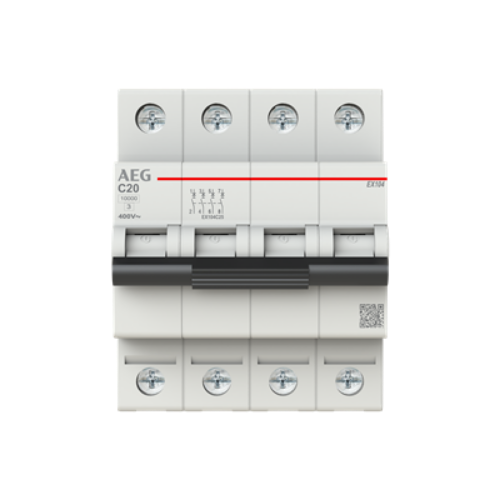 Picture of Moodulkaitselüliti EX100, 4P, 25A, C, 10kA, AEG 