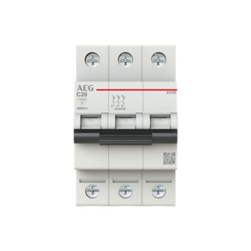 Picture of Moodulkaitselüliti EX100, 3P, 20A, C, 10kA, AEG 