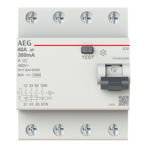 Picture of Rikkevoolukaitse EXI 4P, 40A, 300mA, A, AEG 