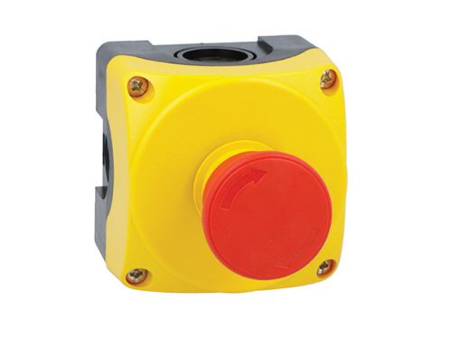 Picture of Seen Karbis (KOLLANE) AVARII-STOP, PUNANE, 1NC, IP66, 2xM16 ja 2xM20, Lovato 