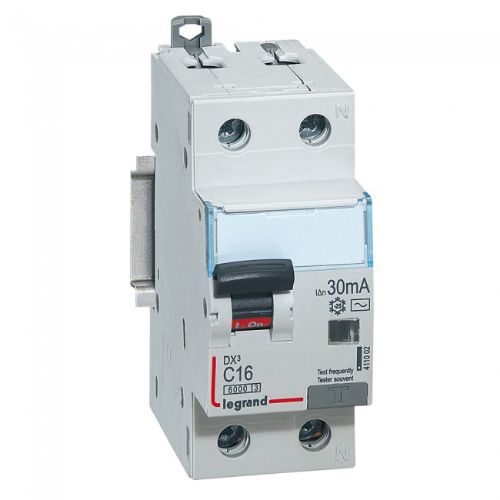 Picture of Kombikaitselüliti (RCBO) DX3, 1P+N, 16A, C, 6/10kA, AC, 30mA, 2mod, Legrand 