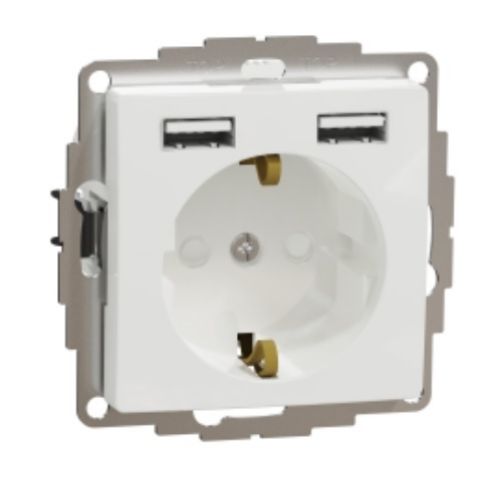 Picture of Pistikupesa 1-ne, m-ga, 16A, 2-se USB laadijaga A+A max. 2.1A, valge, SEDNA DESIGN 