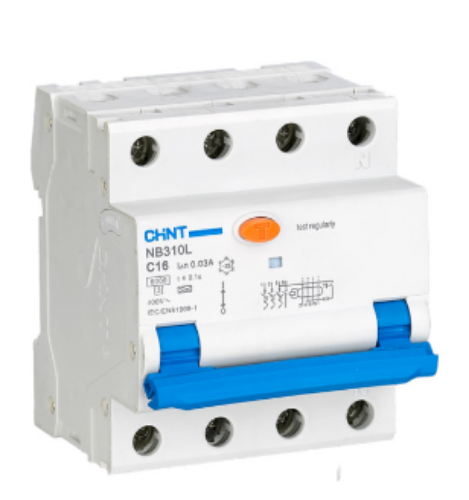 Изображение Kombikaitselüliti (RCBO) NB3, 3P+N, 10A, C, 6kA, 30mA, A, 4mod, Chint 