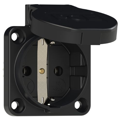 Изображение Kilbipesa 16A 2P+E 230VAC IP54 must, kruviklemm, (50x50) Schuko, PCE 