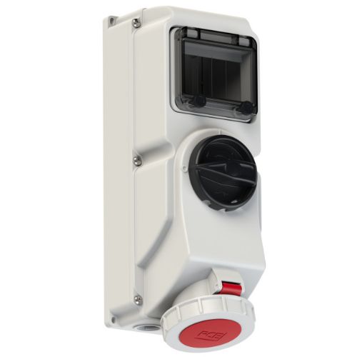 Изображение Seinapesa+lüliti 32A 5P 6H 400VAC IP67, 5-e moodulikohaga, CEE, PCE 