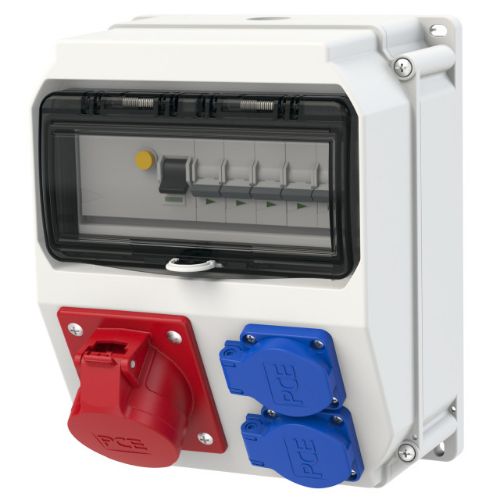 Изображение Vooluvõtukeskus 1x16A 5p, 2x230V, rikkevool, kaitseautomaadid, IP54, LOFER7, PCE 