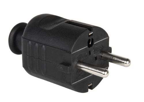 Изображение Pistik 16A 2P+E 230VAC IP20, plast, must, Schuko, PCE 