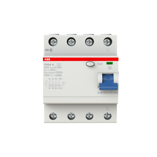 Изображение Rikkevoolukaitse F200 4P, 25A, 30mA, A, ABB 