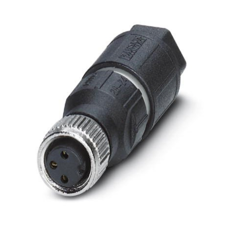 Изображение Anduripesa M8 3-pin, otse, A-coded, kiirühendus, IP67, kaablile 2.5...5mm, Phoenix 