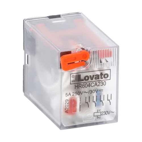 Изображение Minirelee HR604, 4CO, 5A, 230VAC, LED+TEST, pesa HR6XS41S, Lovato