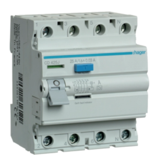 Picture of Rikkevoolukaitse 4P, 25A, 30mA, A Hager