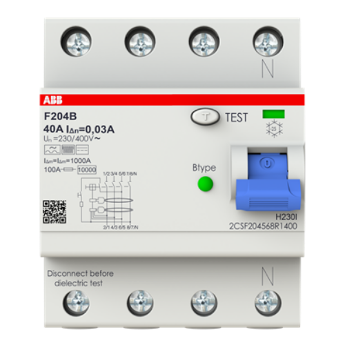 Изображение Rikkevoolukaitse F200 4P, 40A, 30mA, type B, ABB 