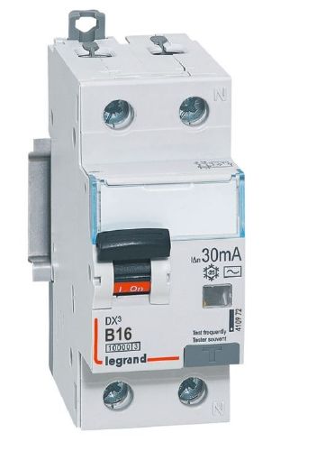 Изображение Kombikaitselüliti (RCBO) DX3, 1P+N, 16A, B, 10kA, AC, 30mA, 2mod, Legrand 