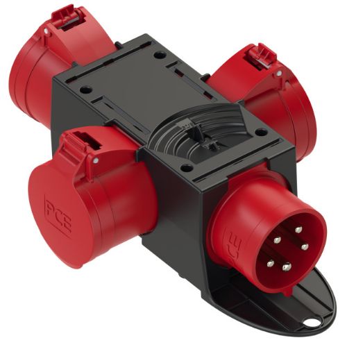 Изображение Jagur, sisse pistik 32A 5P 6H 400VAC, välja 3xpesa 32A 5P 6H 400VAC, IP44, CEE, PCE 