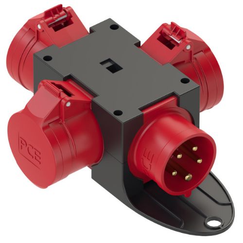 Изображение Jagur, sisse pistik 16A 5P 6H 400VAC, välja 3xpesa 16A 5P 6H 400VAC, IP44, CEE, PCE 