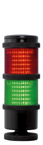 Изображение Signaaltorn TWS NERO: PUNANE, ROHELINE, LED, pidev, 24VAC/DC, Ø 70, MUST korpus, IP66, Sirena 
