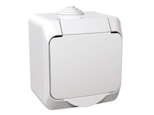 Изображение Pistikupesa 1-ne, Cedar+, pinnap., IP44, valge 