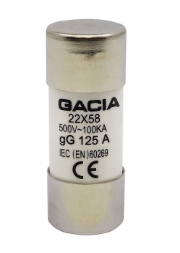 Изображение Silindriline sular 22x58 125A gG, 500VAC, Gacia 