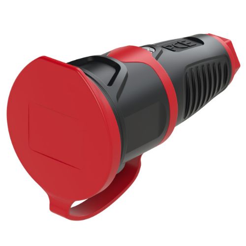 Изображение Jätkupesa 16A 2P+E 230VAC IP54, kummist, klapiga, Schuko, PCE 