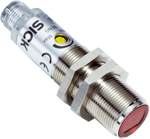 Изображение Fotoandur Objektilt VTF180, M18, Sn=1..140mm, PNP, Light/Dark switch, IP67, pistik M12 4-pin, SICK 