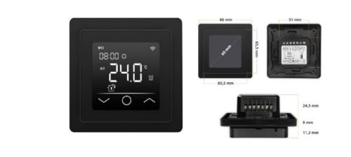 Изображение Termostaat Smart HL-44, WIFI, 16A, 230V 5...40C põrand/õhk, IP21, must 