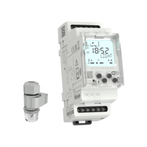 Изображение Hämaralüliti +sensor, 1CO 10A, 1- 50000lx, Wi-fi, päev/nädal/kuu/aasta/astro, 230VAC, IP65 , Elko 