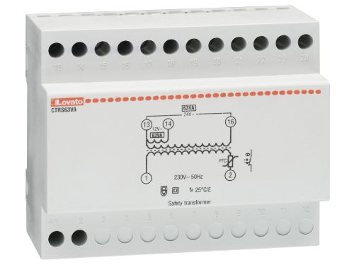 Изображение Moodultrafo CTRS Pri:230VAC Sec:12/24VAC, P:63VA, pidevalt, 6 moodulit, Lovato 