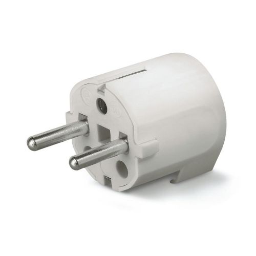 Изображение Pistik 16A 2P+E 230VAC IP20 valge, nurk, juhe alt, Schuko, SCAME 