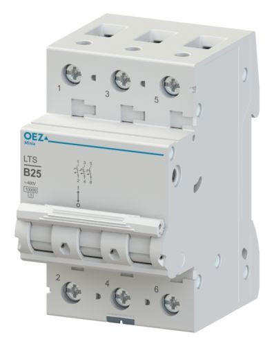 Picture of MCB In 10 A, Ue AC 230/400 V / DC 180 V, characteristic B, 3-pole, Icn 10 kA, OEZ 