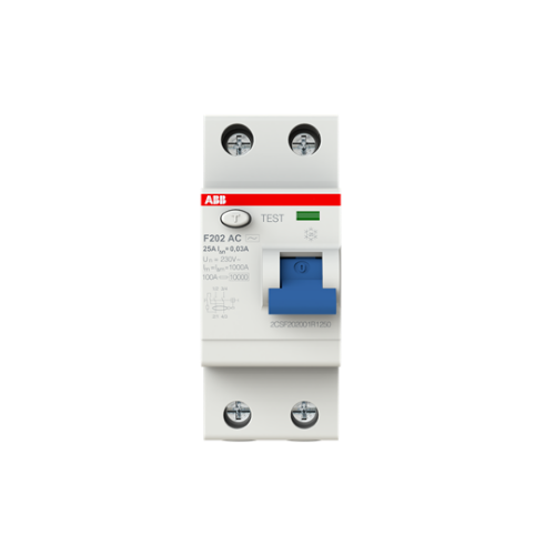 Picture of Rikkevoolukaitse F200 2P, 25A, 30mA, AC, ABB 