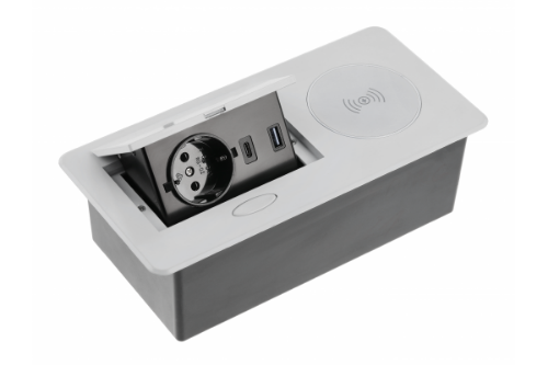Picture of Avaro plus pistikupesa 1x schucko , USB a+c , 5w juhtmeta laadimine , 1.5m juhe, hõbdane GTV 
