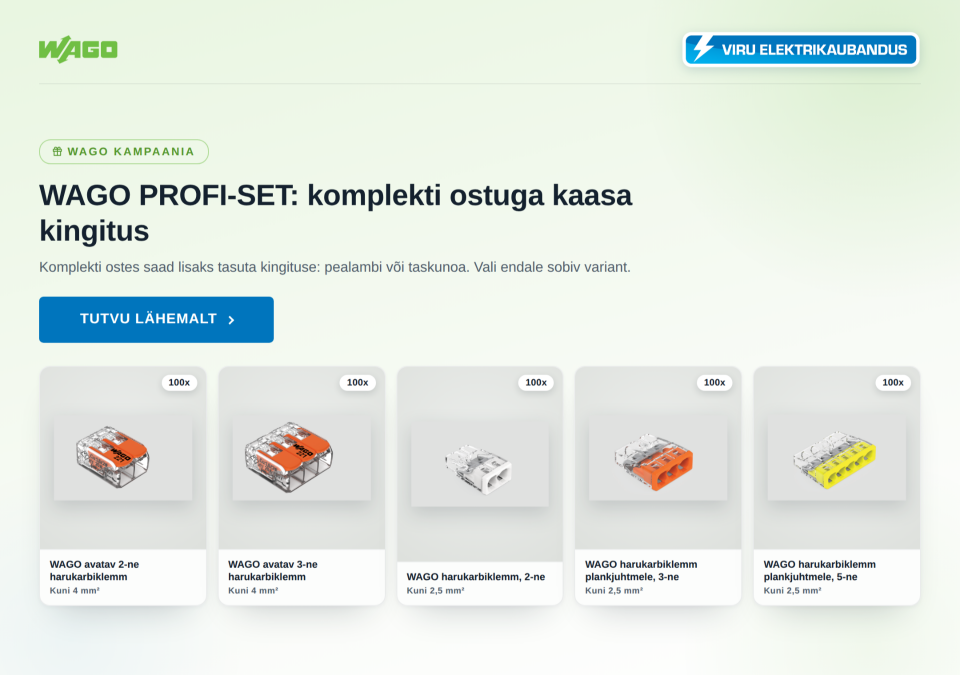 WAGO PROFI-SET kampaania: komplekti ostuga kaasa kingitus