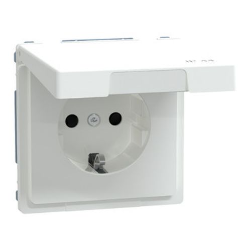 Picture of Pistikupesa 1-ne, maand.-ga kaanega, valge, vedrukl. süv. IP44, D-Life, MERTEN 